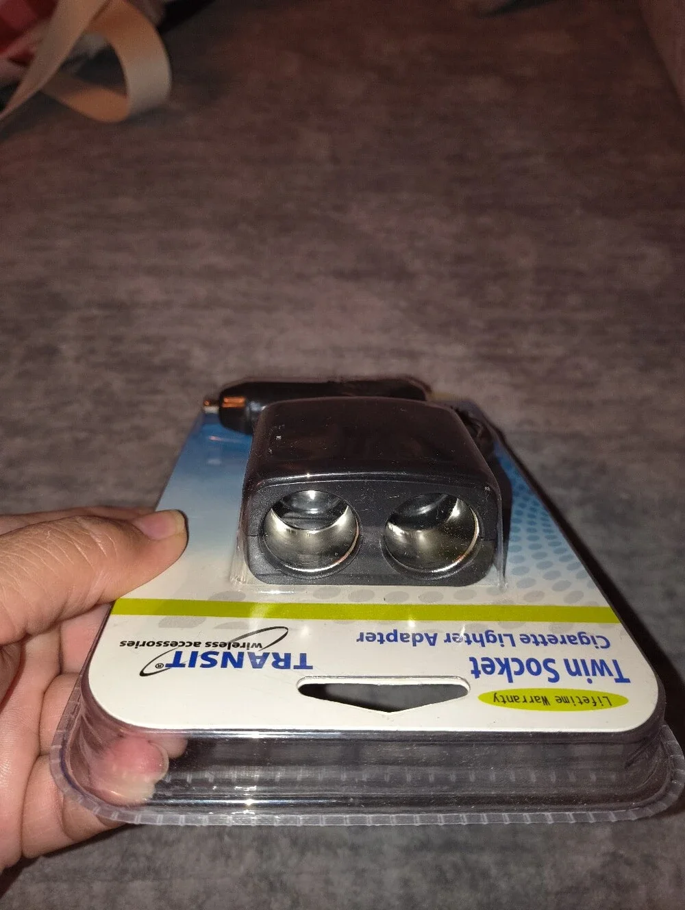 Twin Socket Black Cigarette Lighter Adapter